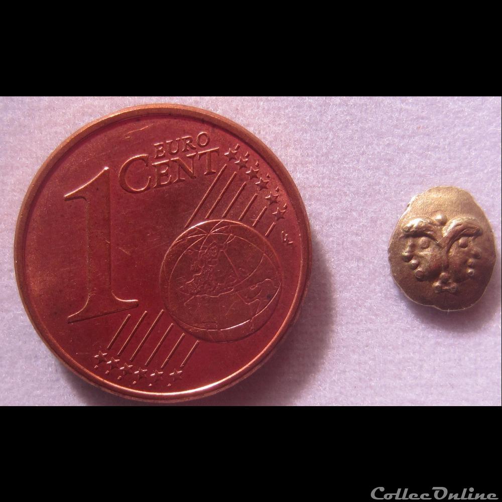 1/24 de statère d'or à la tête janiforme 2 monnaie antique gauloise 1 24 de statere or a la tete janiforme
