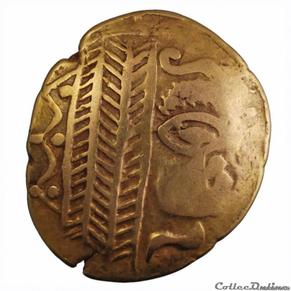 Série 21 DT 137 statère d’or au cheval retourné, monnaie antique gauloise serie 21 dt 137 statere d or au cheval retourne