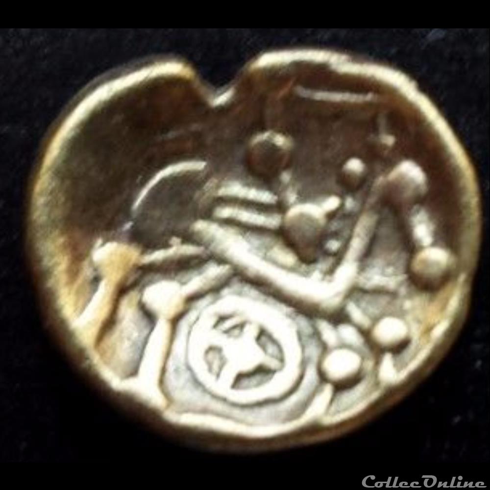 Série 833 DT 3068 Quart de statère à la rouelle séquano-helvète / tête à gauche monnaie antique gauloise serie 833 dt 3068 quart de statere a la rouelle sequano helvete tete a gauche