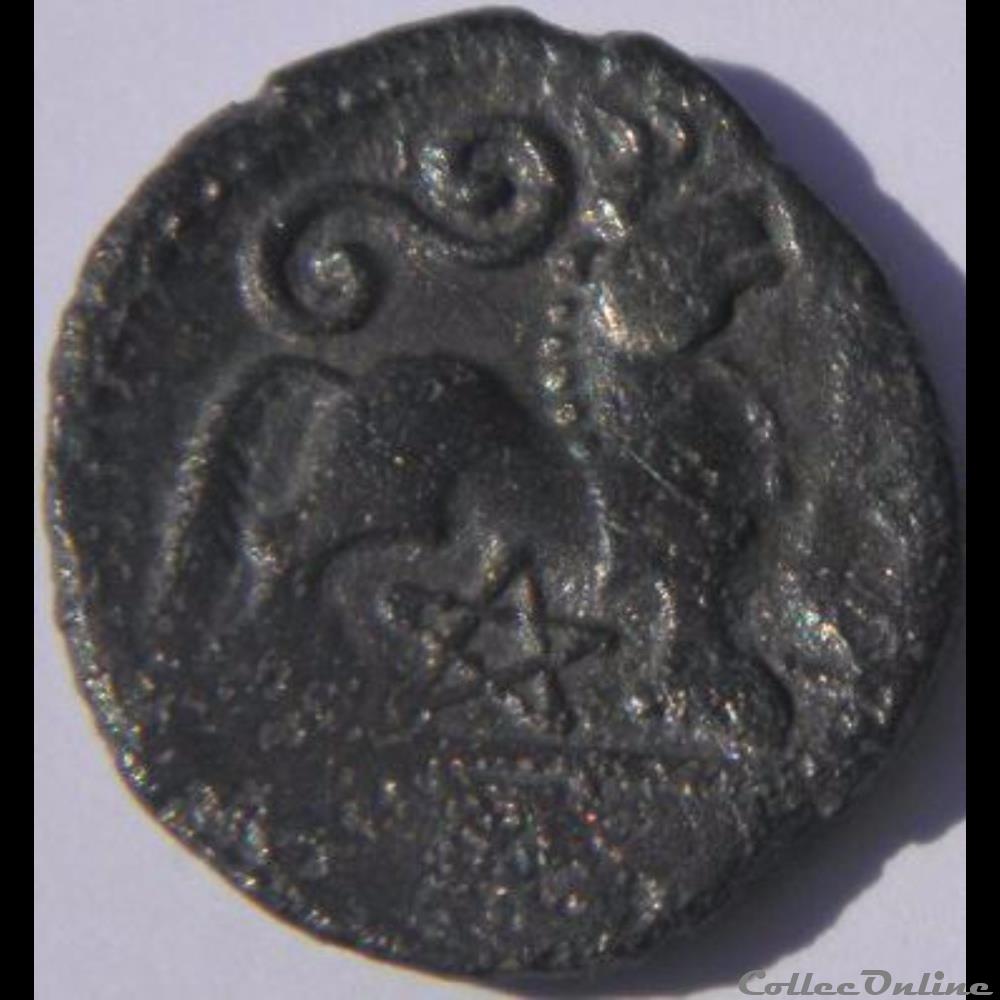 Série 83 DT 640 Quinaire ATEVLA / VLATOS au pentacle monnaie antique gauloise serie 83 dt 640 quinaire atevla vlatos au pentacle