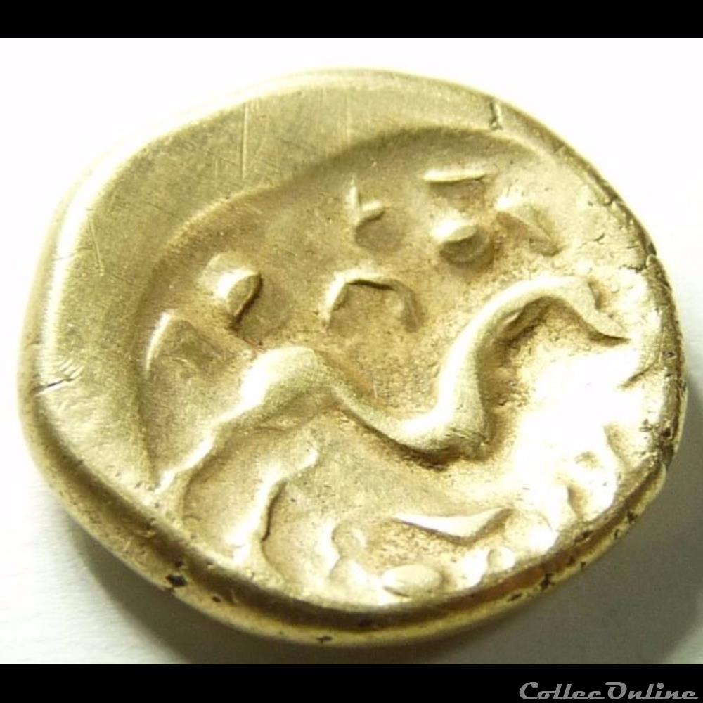 série 40 statère uniface au cheval sans S ( fourrée ) monnaie antique gauloise serie 40 statere uniface au cheval sans s fourree
