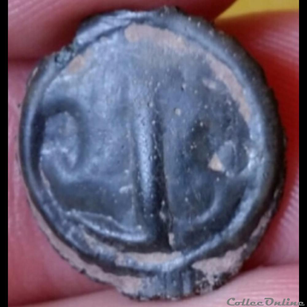Série 968 DT 3263 var Potin OYINDIA ( dégénéré )à la tête janiforme monnaie antique gauloise serie 968 dt 3263 var potin oyindia degenere a la tete janiforme