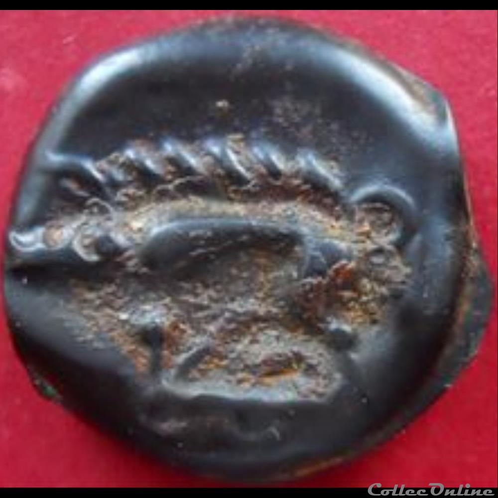 DT 228 potin tête chauve / sanglier monnaie antique gauloise dt 228 potin tete chauve sanglier