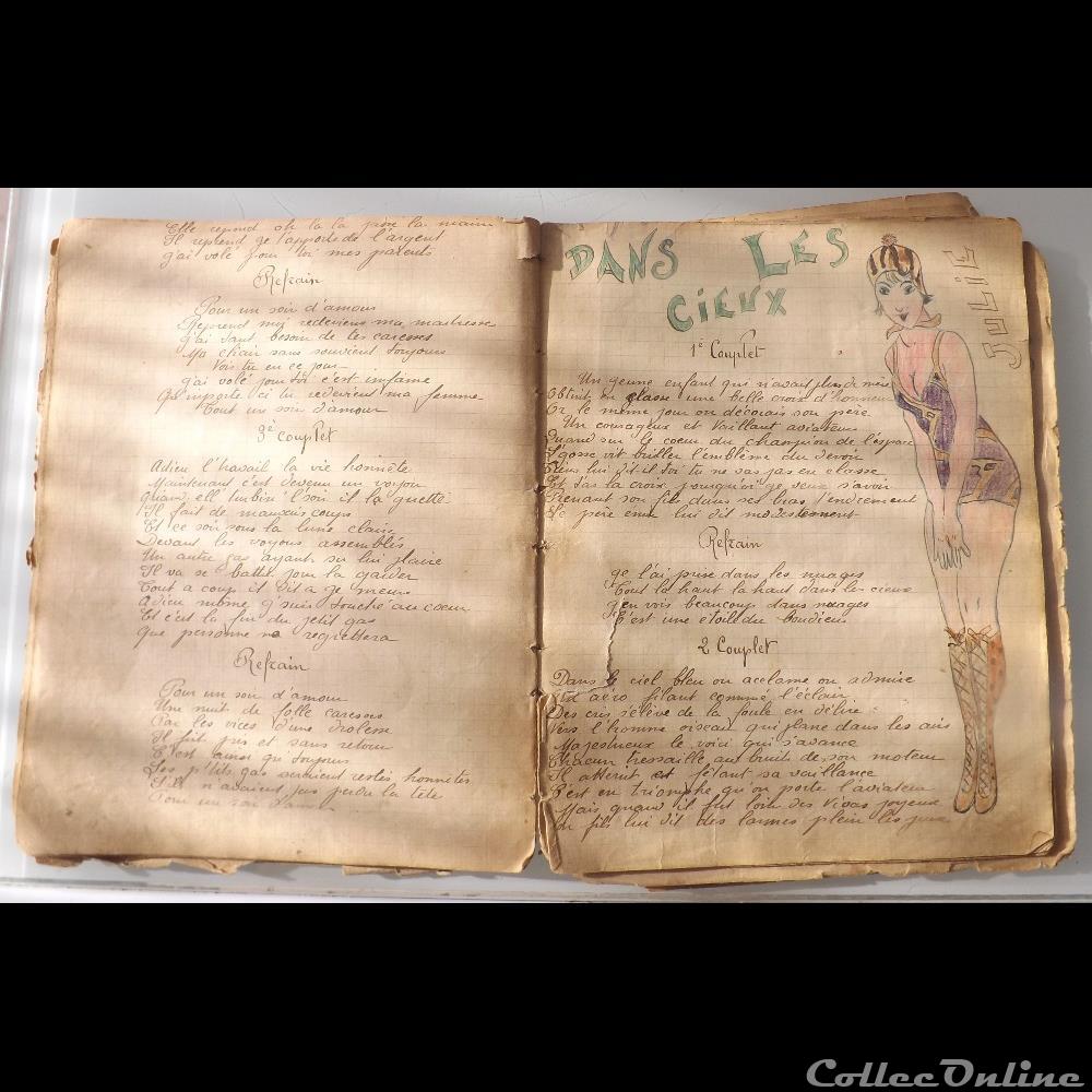cahier de chanson illustré de poilu guerre de 14 / 18 Besançon ( fort Benoit ) militarium autre gauloise cahier de chanson illustre de poilu guerre de 14 18 besancon fort benoit