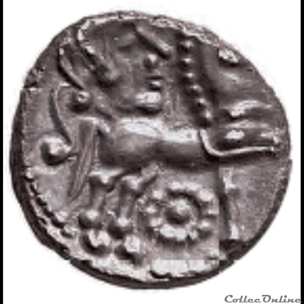 Série 1079 Drachme à la tête coupée sur le cheval monnaie antique gauloise serie 1079 drachme a la tete coupee sur le cheval