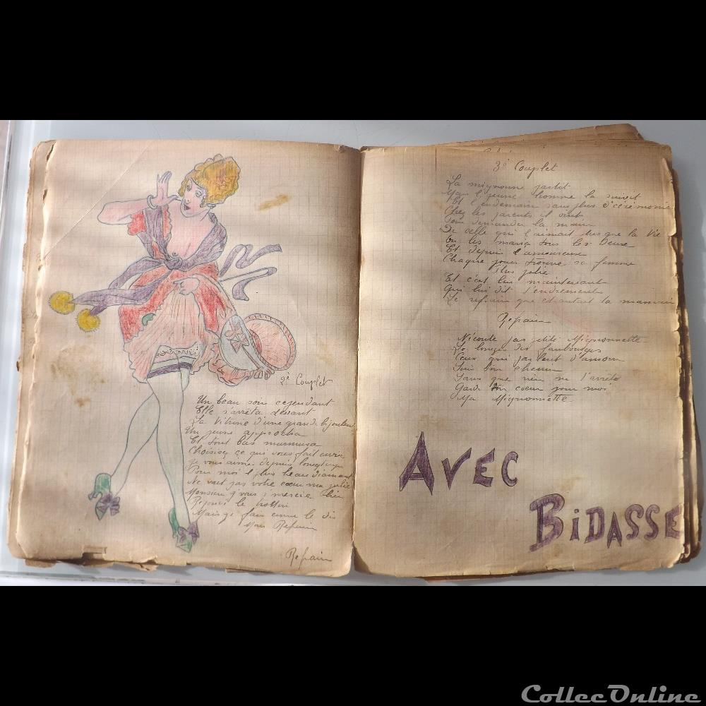 cahier de chanson illustré de poilu guerre de 14 / 18 Besançon ( fort Benoit ) militarium autre gauloise cahier de chanson illustre de poilu guerre de 14 18 besancon fort benoit