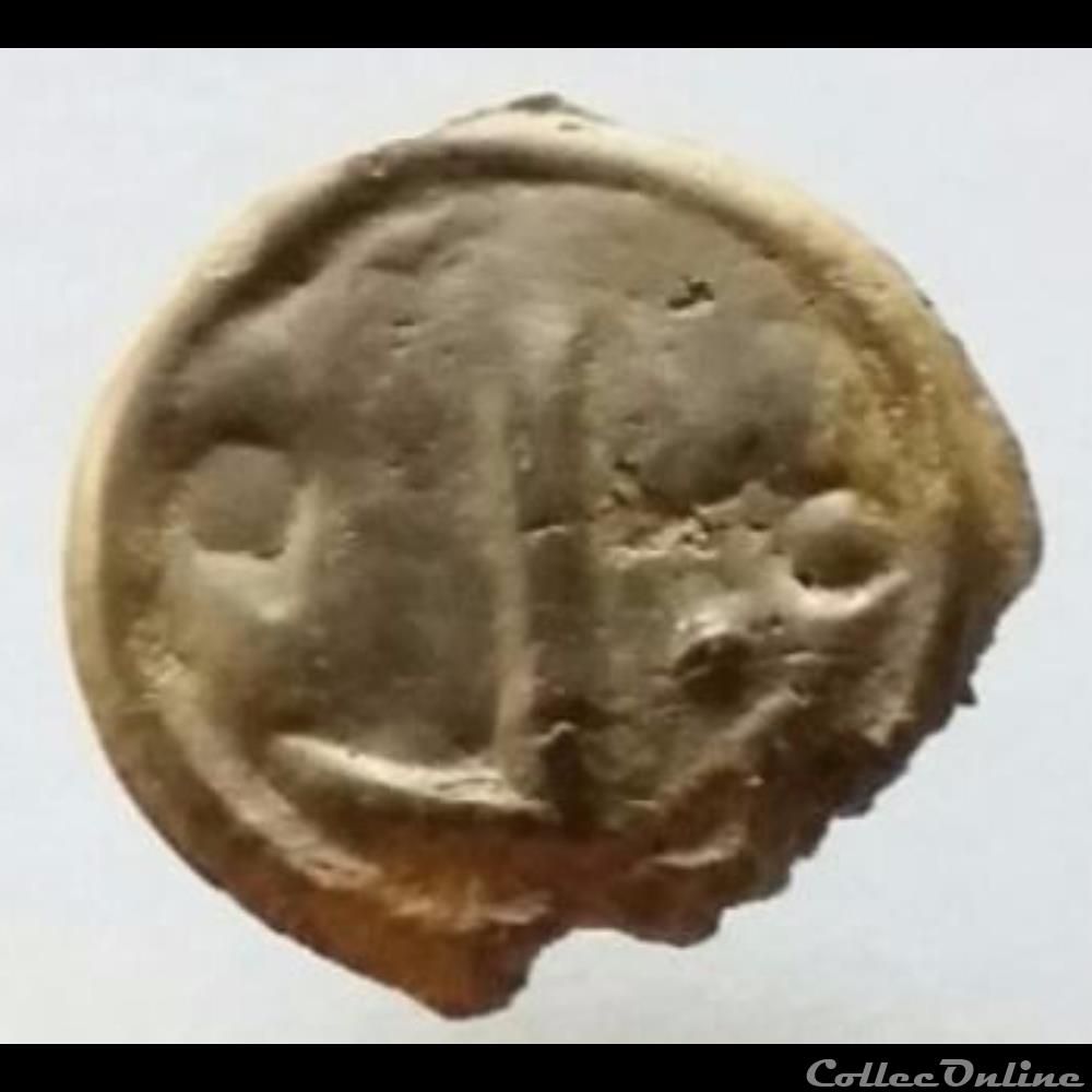 Série 968 DT 3262 var Potin OYINDIA ( dégénéré ) à la tête janiforme ou " tête bêche " monnaie antique gauloise serie 968 dt 3262 var potin oyindia degenere a la tete janiforme ou tete beche