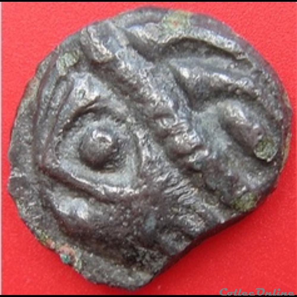 Série 38 ( classe I e ) potin à la tête d'indien monnaie antique gauloise serie 38 classe i e potin a la tete indien