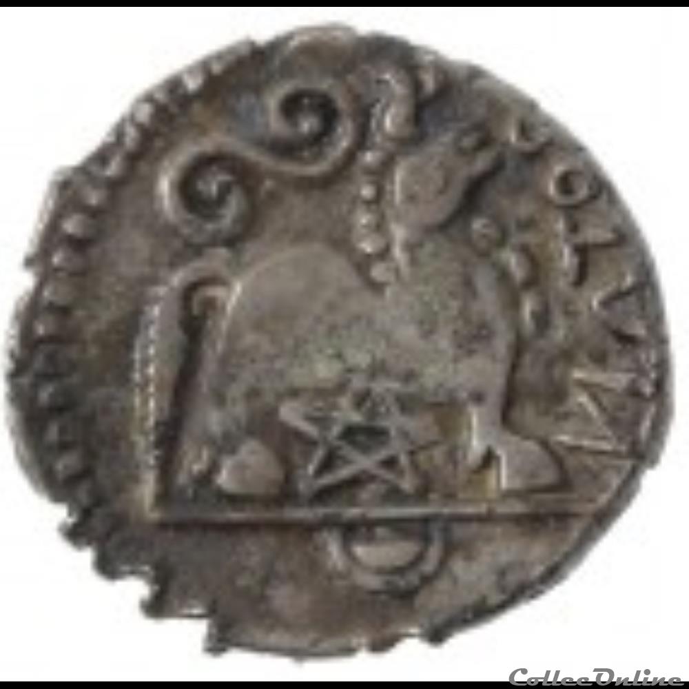 monnaie antique gauloise serie 83 dt 640 quinaire atevla vlatos au pentacle