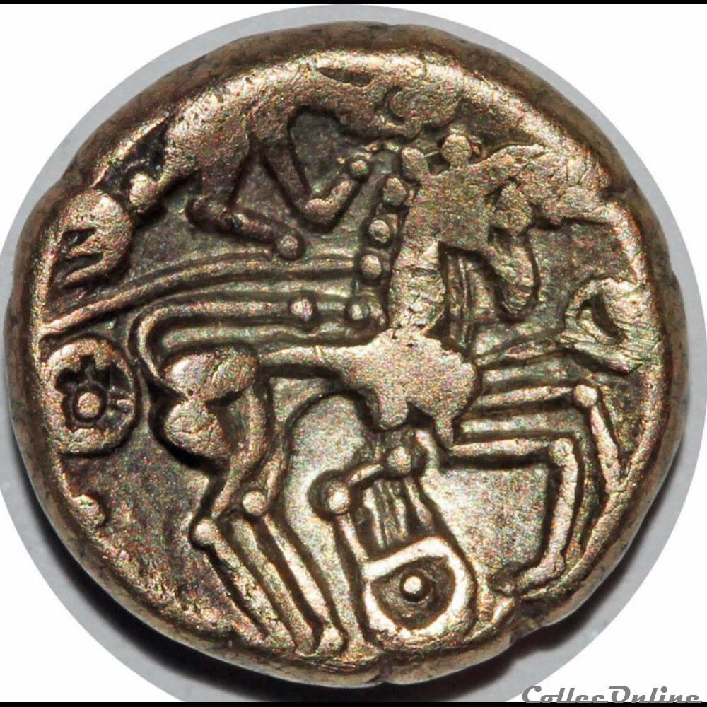 Série 875 DT 3177 1/4 de statère type de Chenoves à la lyres monnaie antique gauloise serie 875 dt 3177 1 4 de statere type de chenoves a la lyres