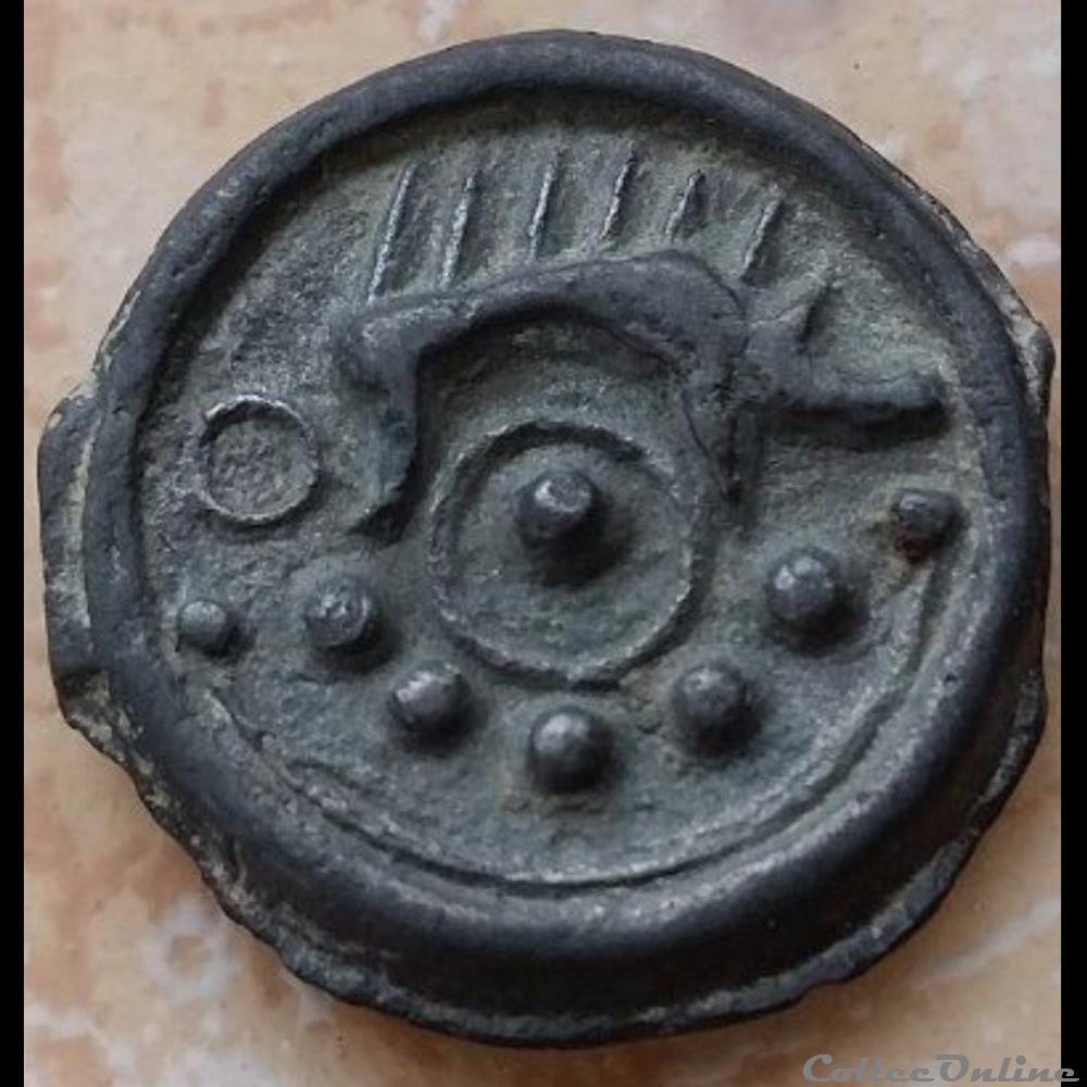 Série 59 DT 530 potin au sanglier et aux globules monnaie antique gauloise serie 59 dt 530 potin au sanglier et aux globules