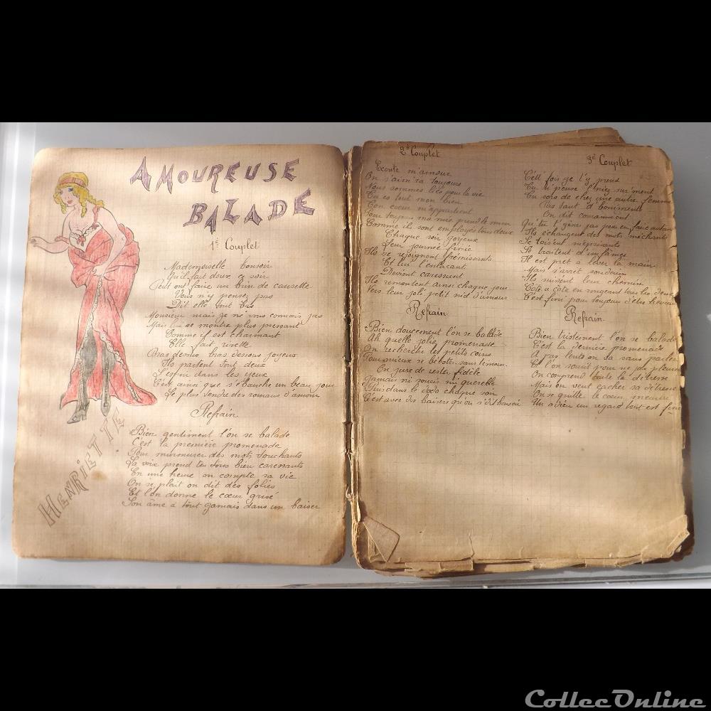 cahier de chanson illustré de poilu guerre de 14 / 18 Besançon ( fort Benoit ) militarium autre gauloise cahier de chanson illustre de poilu guerre de 14 18 besancon fort benoit