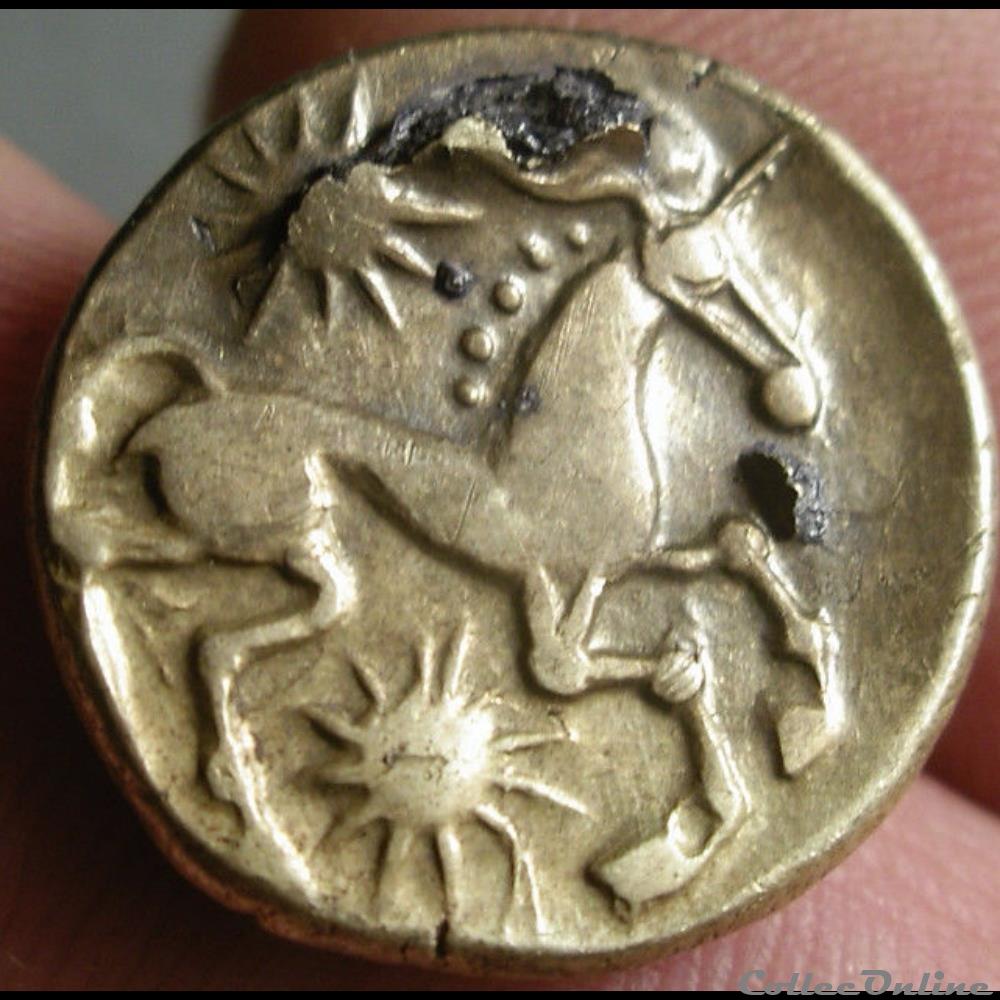 Série 42 A statère à l' œil et à l'astre ( fourré ) 2 monnaie antique gauloise serie 42 a statere a il et a astre fourre