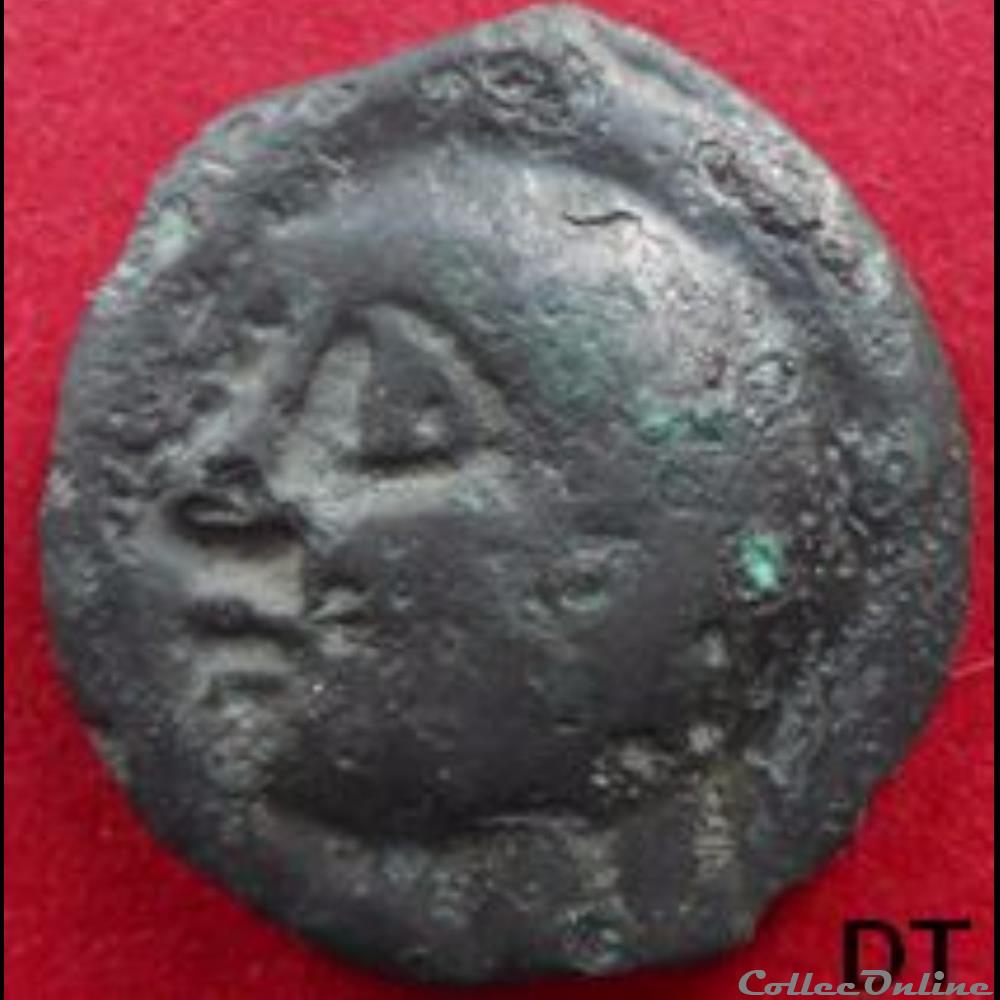 DT 228 potin tête chauve / sanglier monnaie antique gauloise dt 228 potin tete chauve sanglier