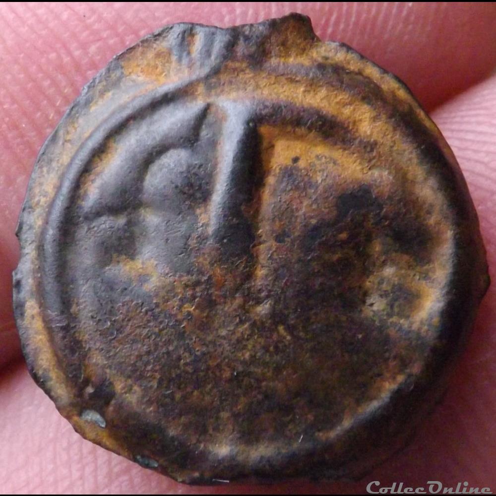 Série 968 DT 3262 var Potin OYINDIA ( dégénéré ) à la tête janiforme ou " tête bêche " monnaie antique gauloise serie 968 dt 3262 var potin oyindia degenere a la tete janiforme ou tete beche