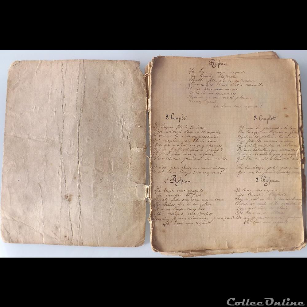 cahier de chanson illustré de poilu guerre de 14 / 18 Besançon ( fort Benoit ) militarium autre gauloise cahier de chanson illustre de poilu guerre de 14 18 besancon fort benoit