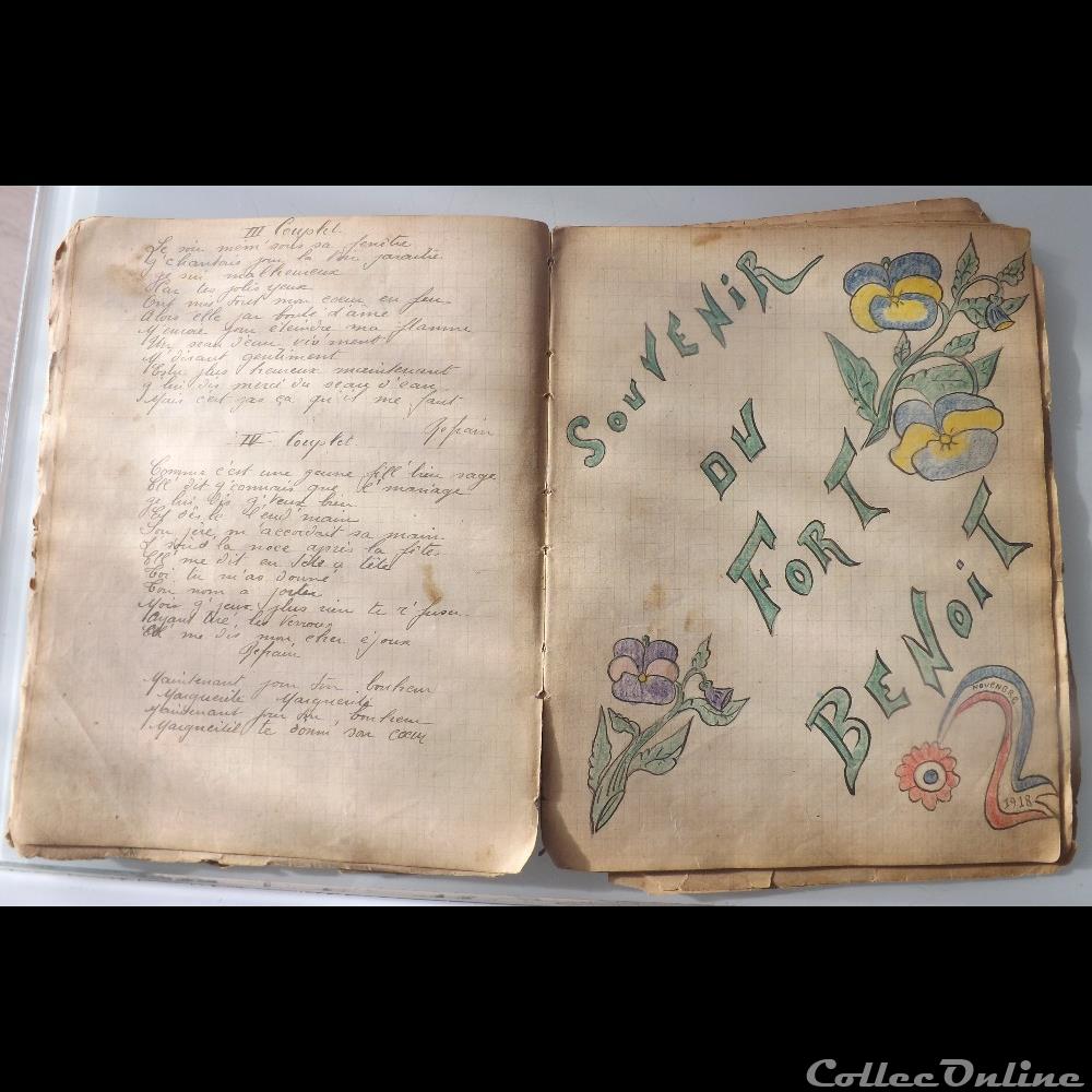 cahier de chanson illustré de poilu guerre de 14 / 18 Besançon ( fort Benoit ) militarium autre gauloise cahier de chanson illustre de poilu guerre de 14 18 besancon fort benoit