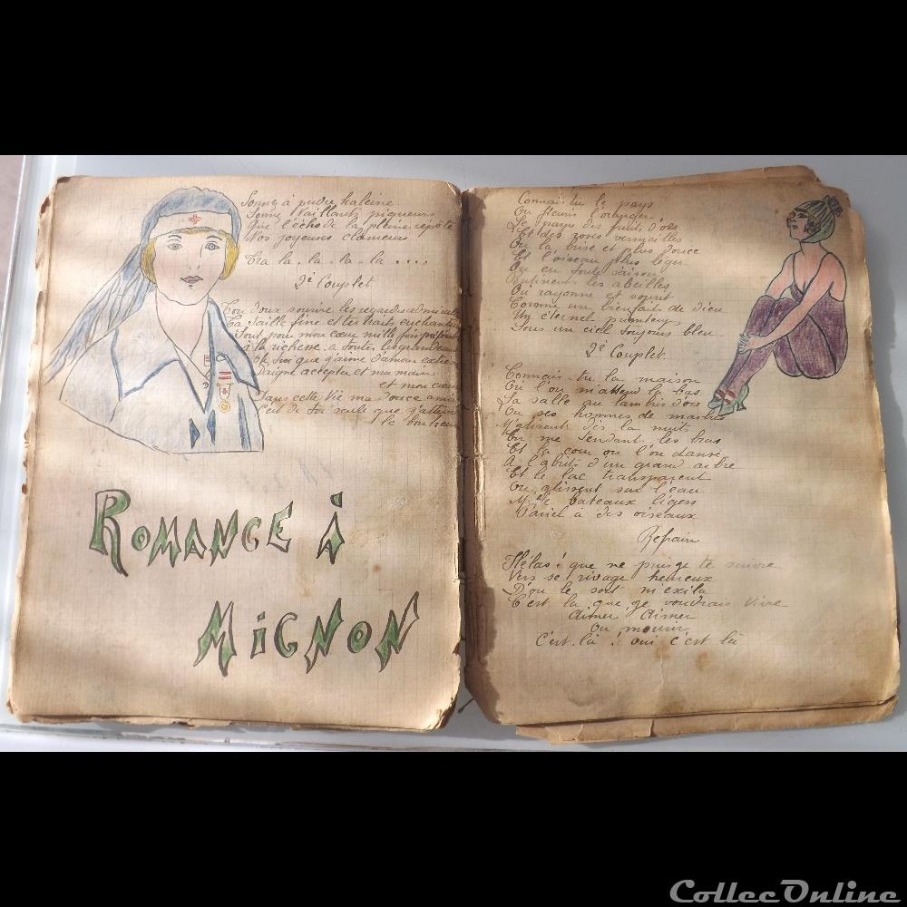 cahier de chanson illustré de poilu guerre de 14 / 18 Besançon ( fort Benoit ) militarium autre gauloise cahier de chanson illustre de poilu guerre de 14 18 besancon fort benoit