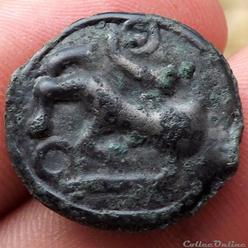 Série 854 DT Potin au bandeau / revers aux deux annelets pointés monnaie antique gauloise serie 854 dt potin au bandeau revers aux deux annelets pointes