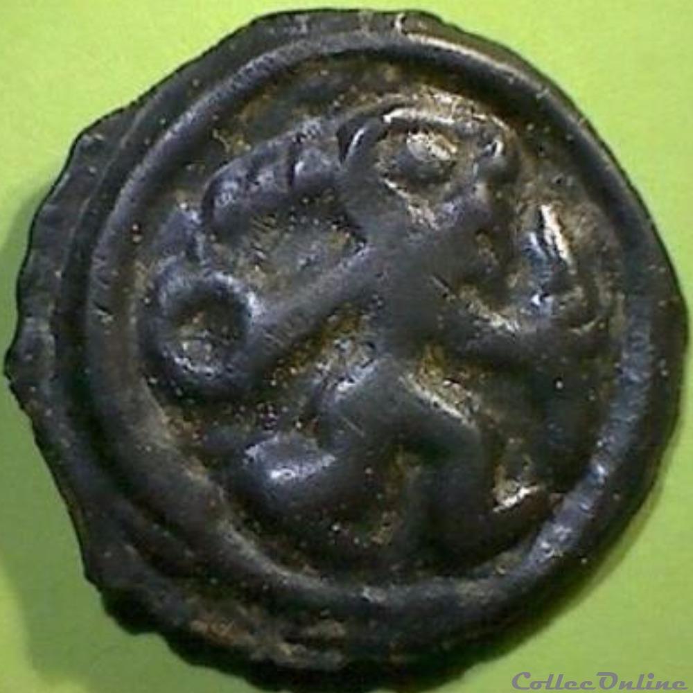 monnaie antique gauloise serie 24 dt 154 potin au guerrier courant et au loup elan