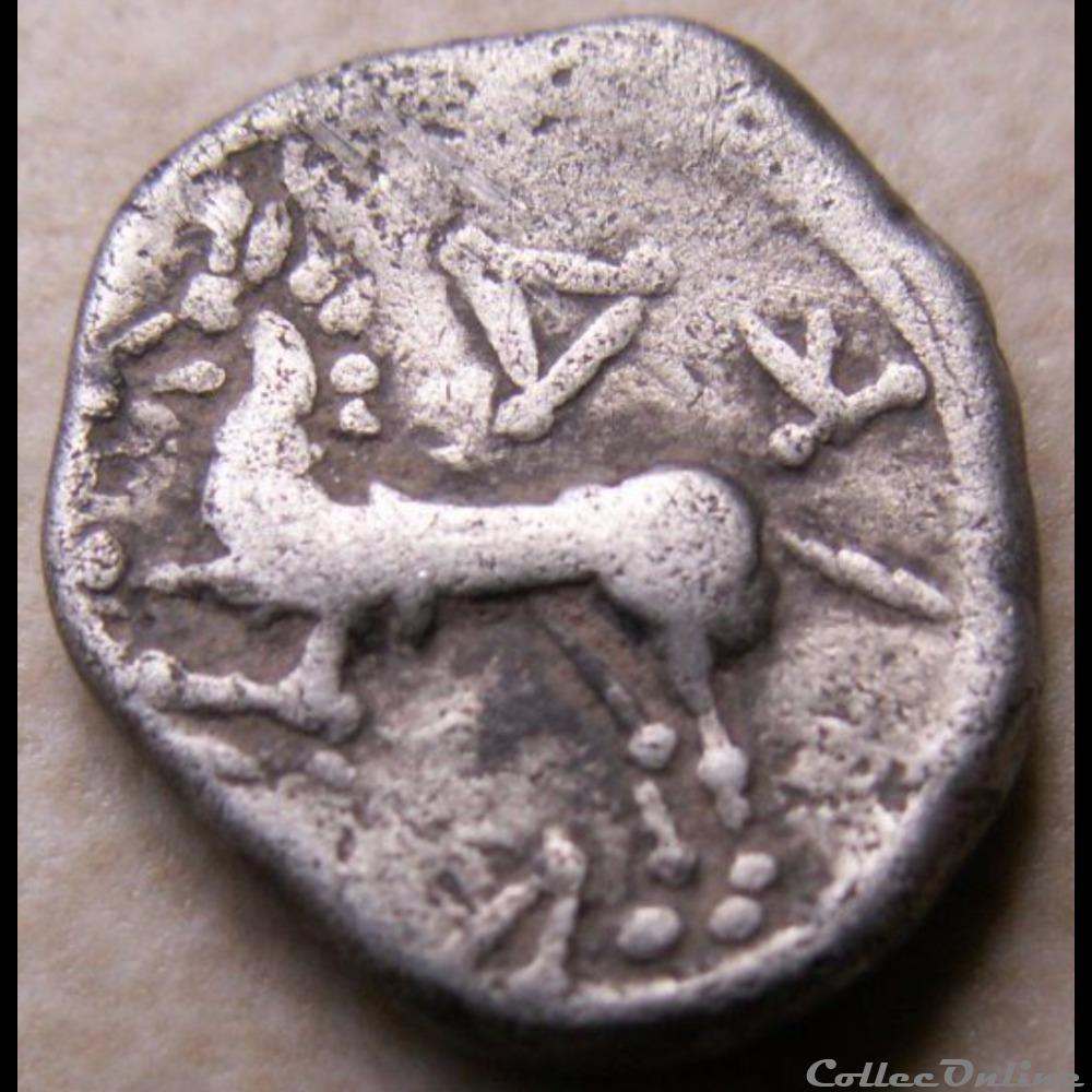 DT série 884 Quinaire KALETEDOY tête à droite monnaie antique gauloise dt serie 884 quinaire kaletedoy tete a droite