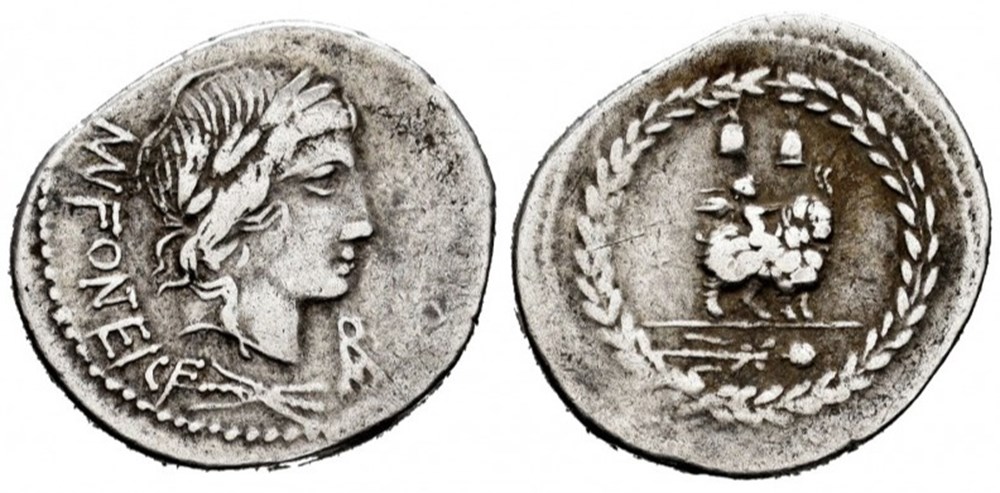 Fonteius. Mn. Fonteius C.F. Denarius. 85 BC. Auxiliary mint of Rome. coins ancient to romans imperial and republican fonteius mn fonteius c f denarius 85 bc auxiliary mint of rome