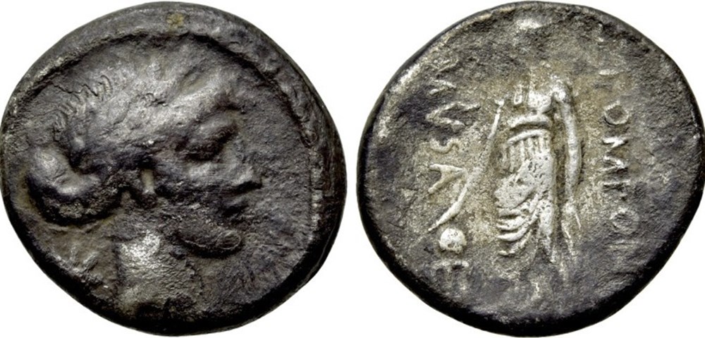 Q. POMPONIUS MUSA. Denarius (56 BC). Rome. coins ancient to romans imperial and republican q pomponius musa denarius 56 bc rome