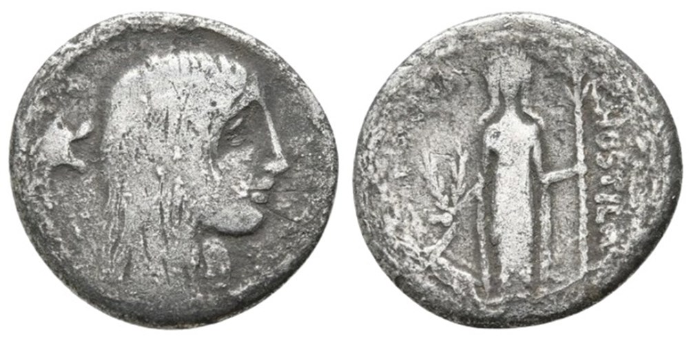 HOSTILIA (48 BC) Lucius Hostilius Saserna Denarius, Rome, 18mm, 3.66g. Degree of rarity: R1 coins ancient to romans imperial and republican hostilia 48 bc lucius hostilius saserna denarius rome 18mm 3 66g degree of rarity r1