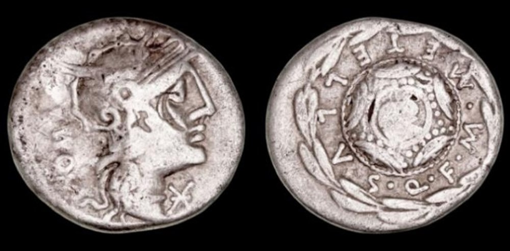Caecilia Denarius. AR. Rome. (125 BCE). coins ancient to greek caecilia denarius ar rome 125 bce