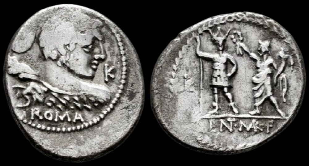 Cornelius. Pub Cornelius Lentulus Marcellinus. Denarius. 100 BC. Auxiliary mint of Rome. coins ancient to romans imperial and republican cornelius pub cornelius lentulus marcellinus denarius 100 bc auxiliary mint of rome