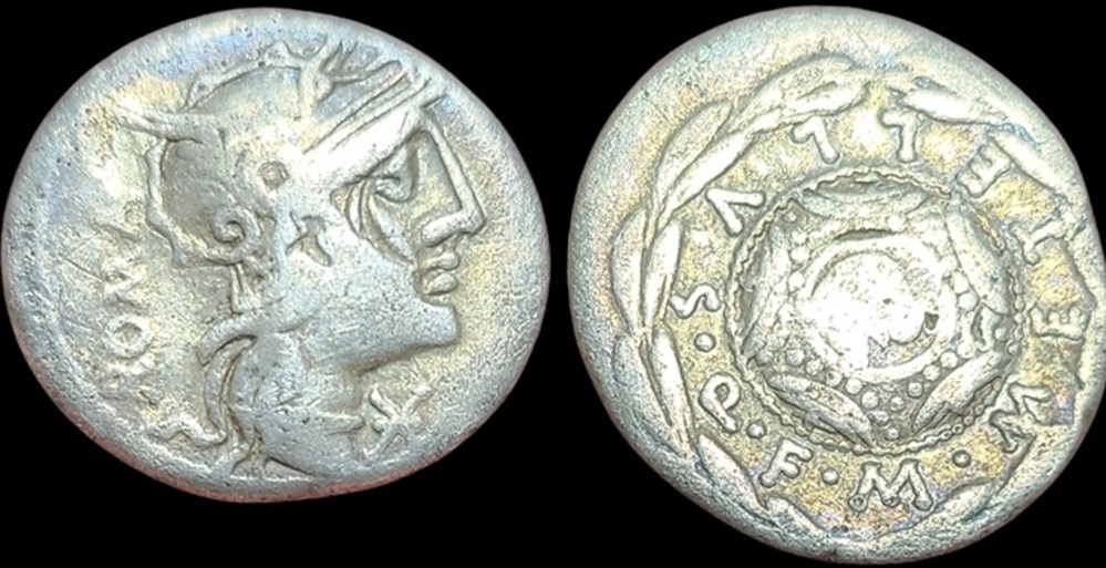 M. Caecilius Q.f. Q.n. Metellus. Denarius; M. Caecilius Q.f. Q.n. Metellus; 127 BC, Denarius, coins ancient to romans imperial and republican m caecilius q f q n metellus denarius m caecilius q f q n metellus 127 bc denarius