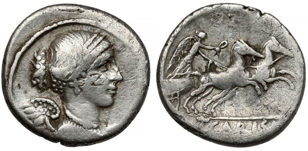 T. Carisius (46 BC) AR Denarius coins ancient to romans imperial and republican t carisius 46 bc ar denarius