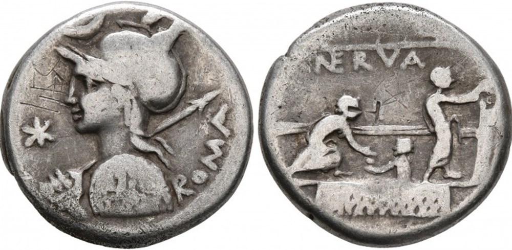 P. Nerva, 113-112 BC. Denarius coins ancient to romans imperial and republican p nerva 113 112 bc denarius