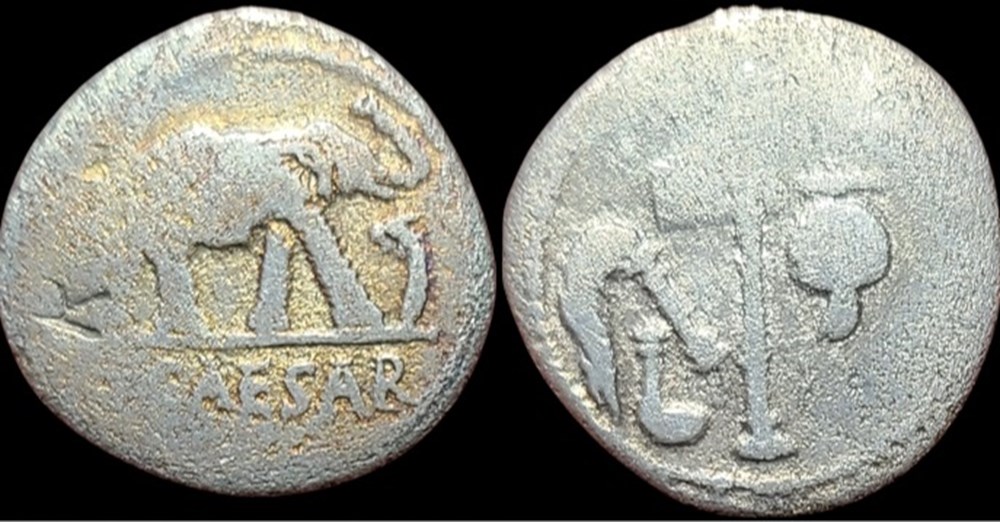 Julius Caesar 49-48 BCE AR denarius (18 mm, 3.43 g, 2 h). Military mint traveling with Caesar. coins ancient to romans imperial and republican julius caesar 49 48 bce ar denarius 18 mm 3 43 g 2 h military mint traveling with caesar
