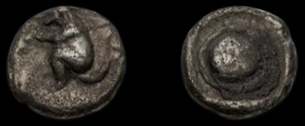 THRACO-MACEDONIAN REGION, Uncertain. 5th century BC. AR Tetartemorion (6mm, 0.25 g). coins ancient to greek thraco macedonian region uncertain 5th century bc ar tetartemorion 6mm 0 25 g