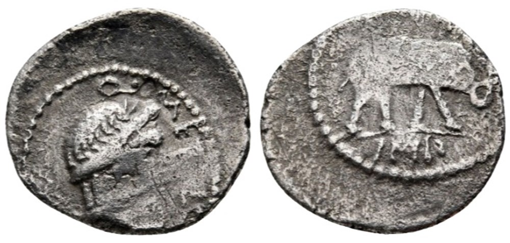 . Caecilius Metellus Pius Scipio Denarius, 19mm 3.74g. (h). Africa, 47-46 BC. coins ancient to romans imperial and republican caecilius metellus pius scipio denarius 19mm 3 74g h africa 47 46 bc