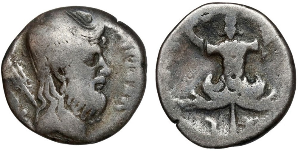 Sextus Pompeius (37-36 BC) Denarius coins ancient to romans imperial and republican sextus pompeius 37 36 bc denarius