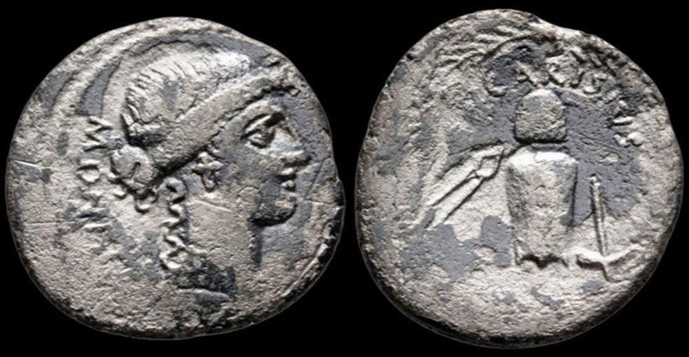 T. Carisius. Circa 46 BC. AR Denarius (19mm, 3.34 gm). coins ancient to romans imperial and republican t carisius circa 46 bc ar denarius 19mm 3 34 gm