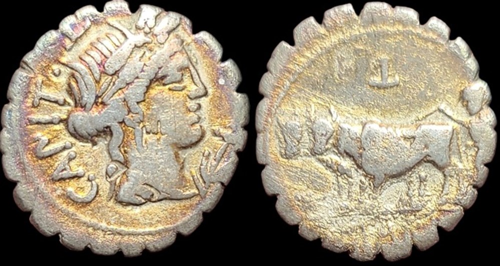 C. Marius C.f. Capito 81 BC. Rome Serratus AR 17mm., 3,63g. coins ancient romans imperial and republican c marius c f capito 81 bc rome serratus ar 17mm 3 63g