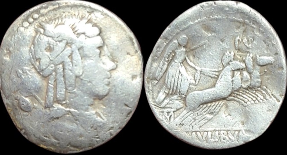 L. Julius Bursio Denarius, 20mm, 3.8g (8h). Rome, 85 BC. coins ancient to romans imperial and republican l julius bursio denarius 20mm 3 8g 8h rome 85 bc