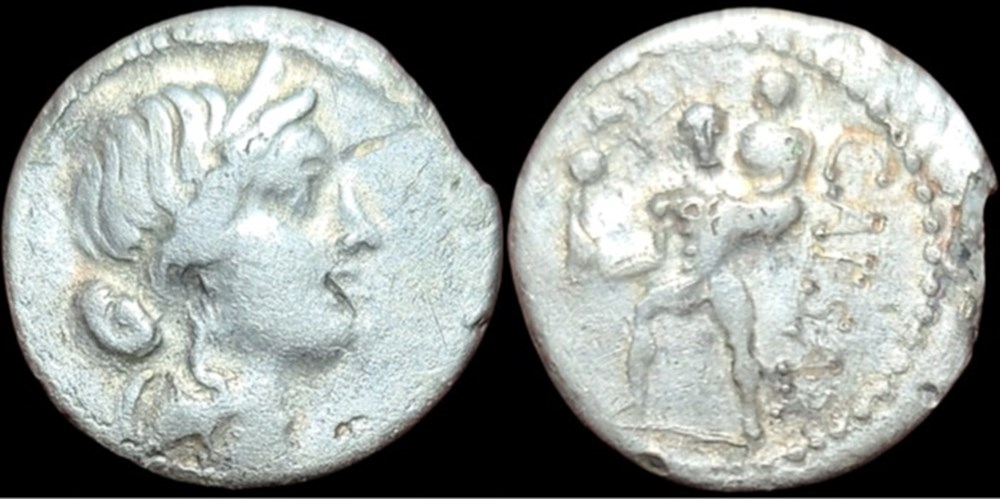 coins ancient to romans imperial and republican julius caesar denarius fouree africa 47 46 bce ar 2 8 g 18mm