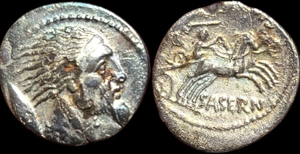 L. Hostilius Saserna. Fourré Denarius (18-19 mm, 2.86 g), Rome, 48 BC. coins ancient to romans imperial and republican l hostilius saserna fourre denarius 18 19 mm 2 86 g rome 48 bc