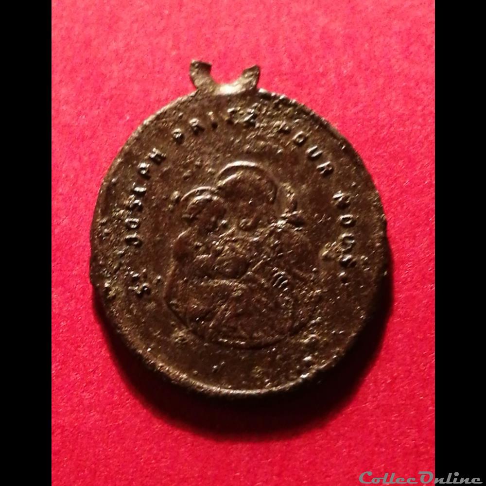 Médaille saint Joseph, ange gardien XIX ème religieuse moderne medaille saint joseph ange gardien xix eme