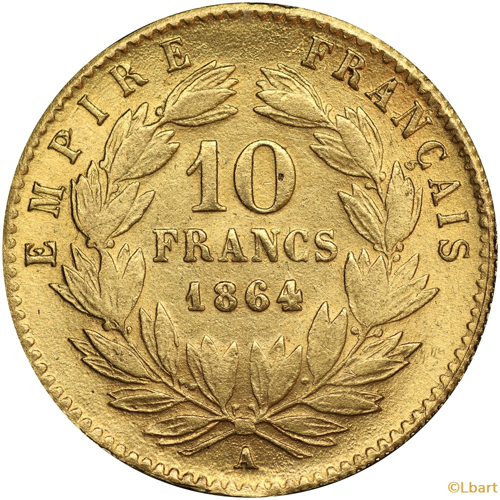 10 Francs 1864 A (OR10F-069) monnaie france moderne 10 francs 1864 a or10f 069