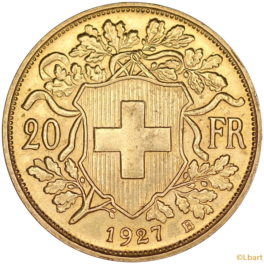 20 francs 1827 B monnaies monde suisse 20 francs 1827 b