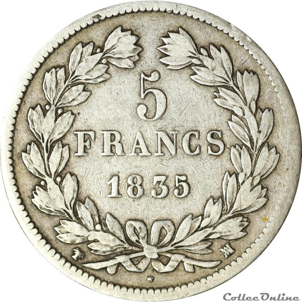 5 FRANCS Louis Philippe 1835 MA _ AR5F-0025 monnaies monde france 5 francs louis philippe 1835 ma ar5f 0025