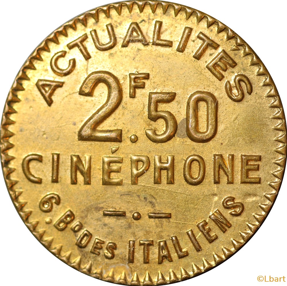 Cinephone 2,5 F monnaies paranumismatique jetons poids cinephone 2 5 f