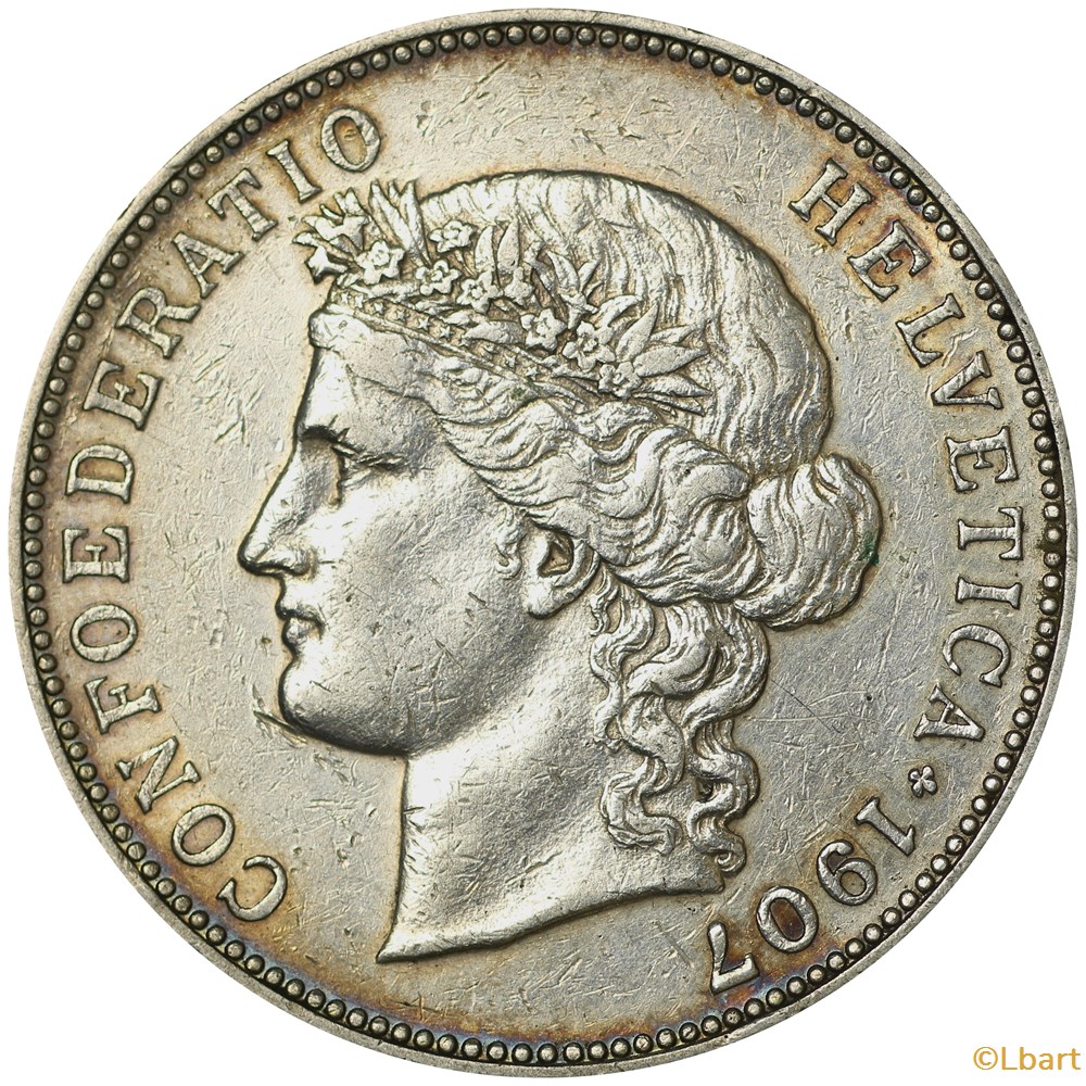 5 FRANCS SUISSE 1907 monnaies monde 5 francs suisse 1907
