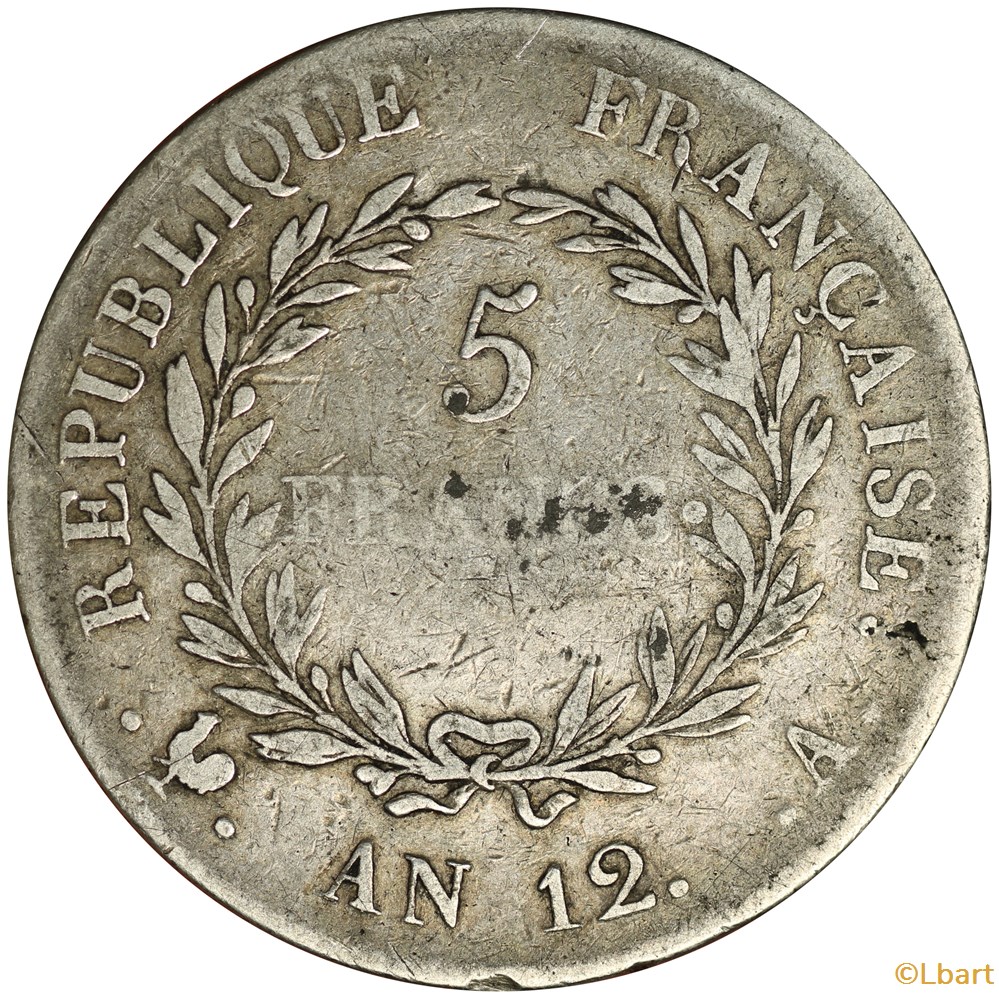 monnaies monde france 5 francs 1er consul an12 a