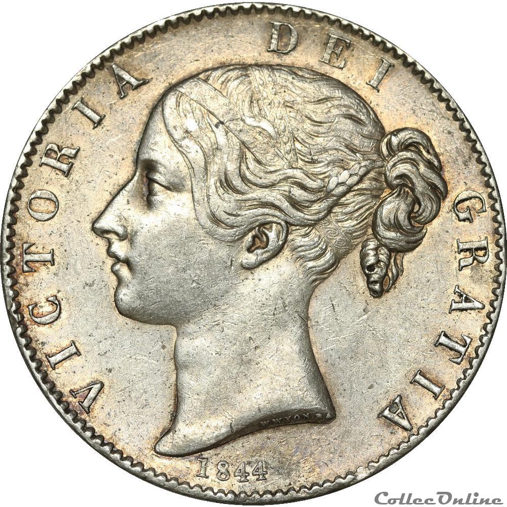 1 Crown VICTORIA 1844 Londres - AR5F-0033 monnaies monde 1 crown victoria 1844 londres ar5f 0033
